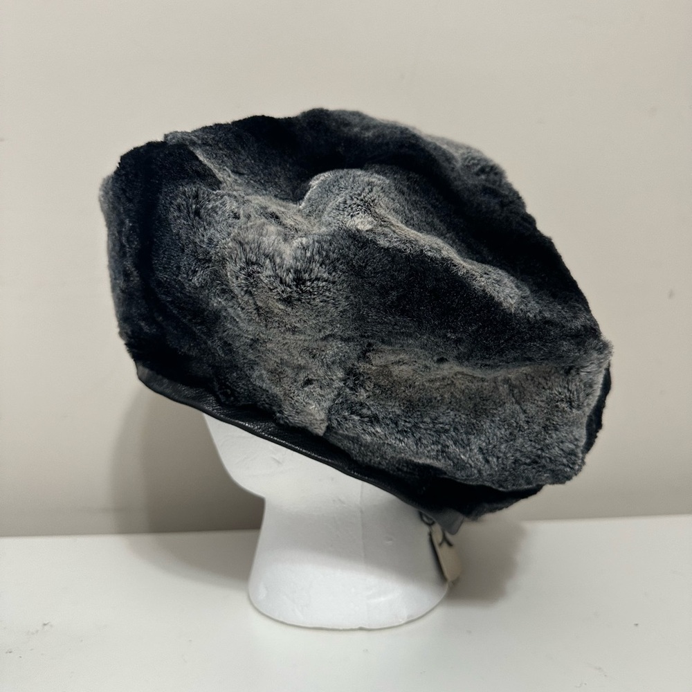 Kokin New York Luxurious Black and Gray Fur Beret